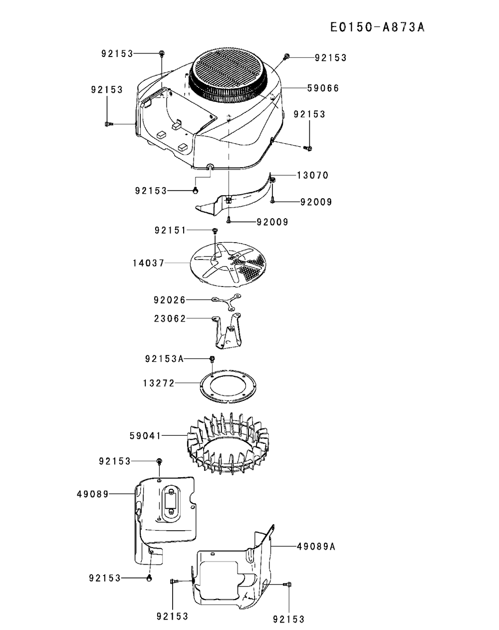 Kawasaki Fr651v-As08 Cooling Equipment Diagram and Parts List for XT2-LX46KW (Carb-13WFA1CT210)(2015) Cub Cadet Lawn Tractor